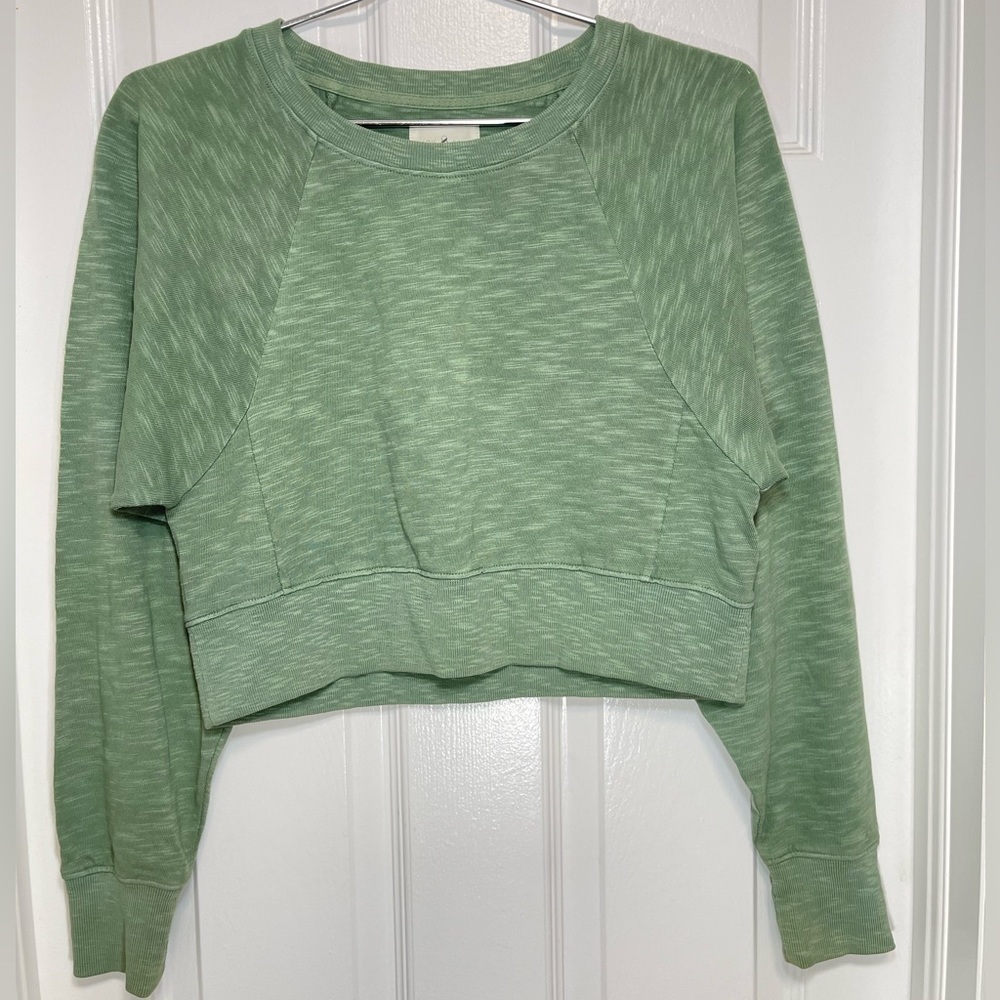 [Lou & Grey] Sage Dolman Sleeve Cropped Cotton Sweater - XS